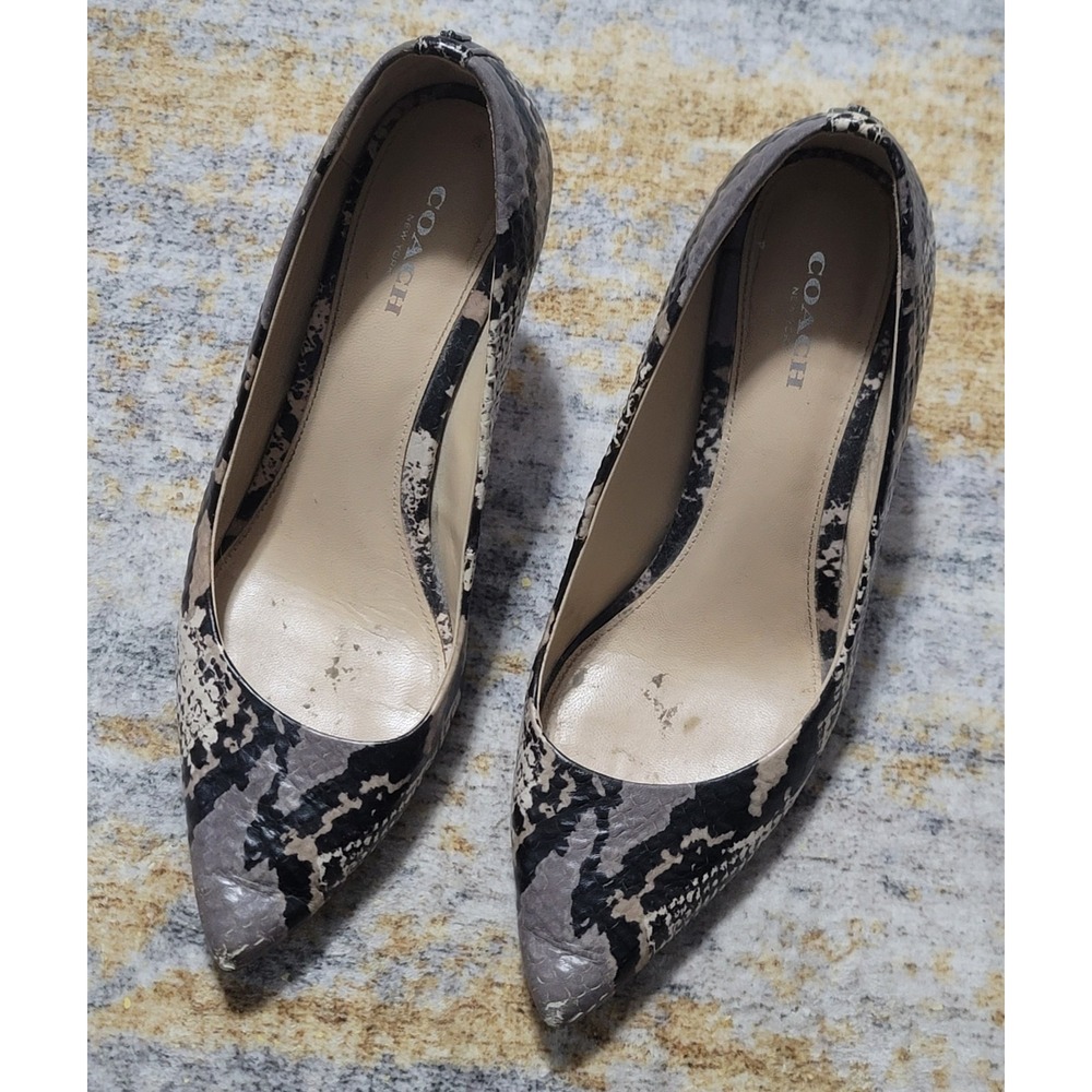 Coach Women's Smith‎ Gray Brown Black Snake Print Heel Pumps Size 8B